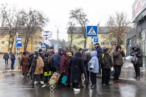 Bucha Ukraine Förhandsbedömning 2022 Kiev Territorial Defense Delar Humanitärt Bistånd — Stockfoto