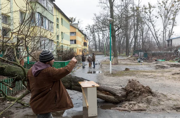 Bucha Ukraine Apr 2022 Chaos Und Zerstörung Auf Den Straßen — Stockfoto