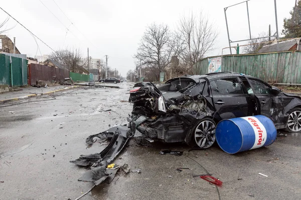 Буча Украина Апрель 2022 Хаос Опустошение Улицах Буча После Вывода — стоковое фото
