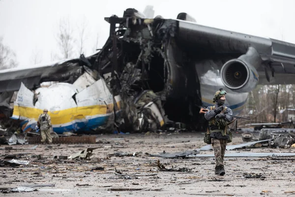 Hostomil Ukraine Aapril 2022年2月2日 世界闻名的安 225 Mriya型飞机 世界上最大的飞机之一 于2022年2月24日在霍斯特利尔机场被俄罗斯军队摧毁 — 图库照片