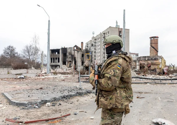 Chernihiv Ukrain Kötény 2022 Háború Ukrajnában Házakat Romboltak Csernyivban Orosz — Stock Fotó