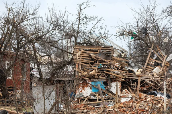 Chernihiv Ukrajina Duben 2022 Válka Ukrajině Chaos Zničené Domy Ulicích — Stock fotografie