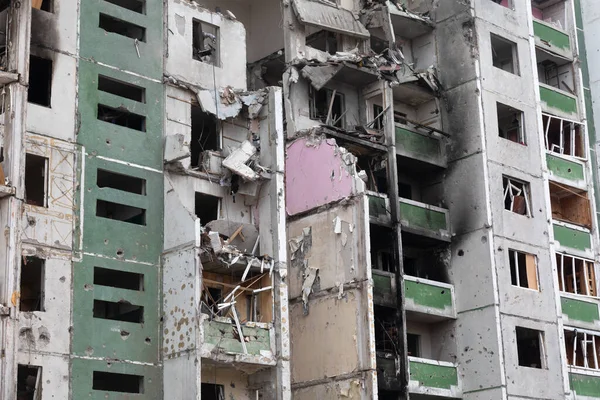 Tsjernihiv Ukraine Afwijking 2022 Oorlog Oekraïne Chaos Verwoeste Huizen Straten — Stockfoto