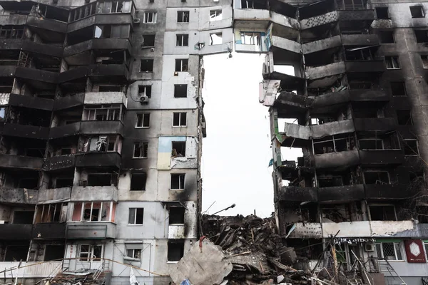 Borodanka Ukraine Apr 2022 Oorlog Oekraïne Chaos Verwoesting Straten Van — Stockfoto