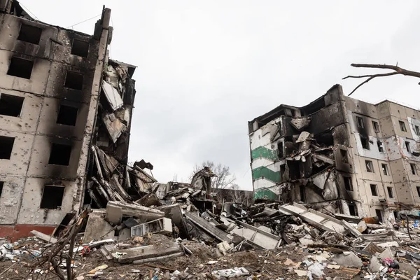 Borodyanka Ucrania Abr 2022 Guerra Ucrania Caos Devastación Las Calles —  Fotos de Stock