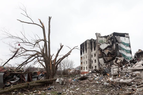 Borodyanka Ukrajina Apr 2022 Válka Ukrajině Chaos Devastace Ulicích Borodyanky — Stock fotografie