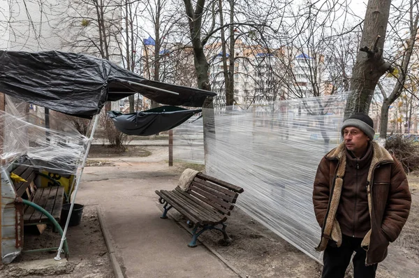 Bucha Ukraine Förhandsbedömning 2022 Invånare Bucha Från Lägenheter Och Hus — Stockfoto