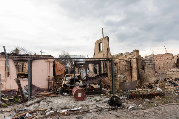 Bucha Ukrajina Duben 2022 Válka Ukrajině Chaos Devastace Ulicích Buchy — Stock fotografie