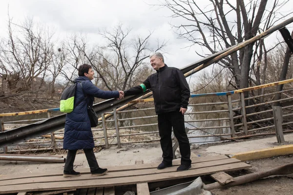 Irpin Ukraine Förhandsinformation 2022 Ukrainas Femte President Petro Porosjenko Kommunicerar — Stockfoto