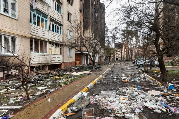 Irpin Ukraine Apr 2022 Chaos Und Verwüstung Auf Den Straßen — Stockfoto