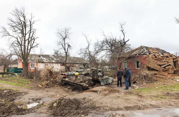 Chernihiv Reg Ukraine Apr 2022 Russia War Ukraine Completely Destroyed — стоковое фото