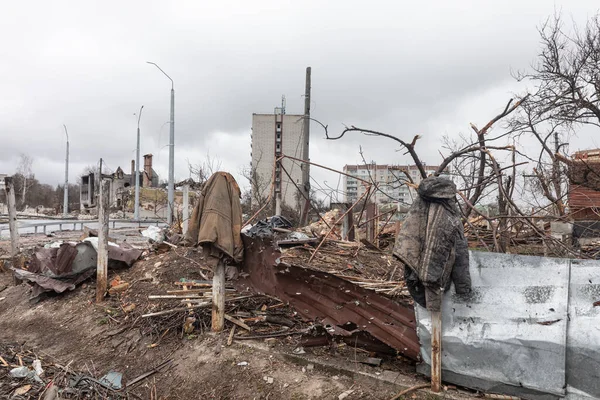 Chernihiv Reg Ukraine Apr 2022 Russia War Ukraine Completely Destroyed — Stock Photo, Image