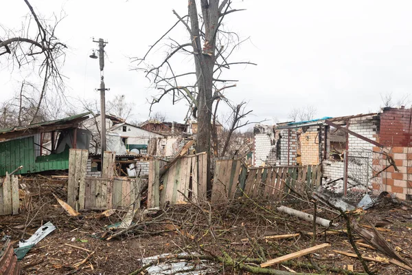 Chernihiv Reg Ucrania Abril 2022 Guerra Rusia Contra Ucrania Casas —  Fotos de Stock