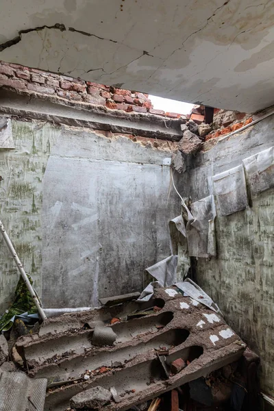 Chernihiv Reg Ucrania Apr 2022 Sala Arruinada Edificio Residencial —  Fotos de Stock
