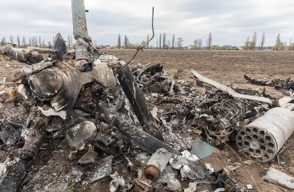 Makariv Ukraine Aper 2022 Skjeletter Døde Russiske Militærpiloter Blant Vraket – stockfoto