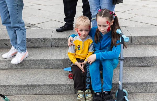 Kyiv Ukraine May 2022 Wifes Mothers Kids Ukrainian Soldiers Members — стоковое фото