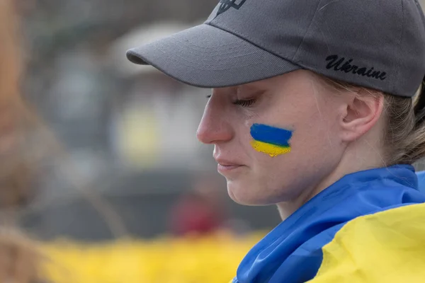 Kyiv Ukraine 2022年5月23日 ウクライナ軍兵士とアゾフ大隊のメンバーの妻 子供たちは マリウポリからの避難のための人道回廊を組織するのを助けるために集会に出席する — ストック写真