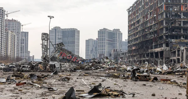 Kyiv Ukrajina Březen 2022 Válka Ukrajině Nákupní Centrum Které Bylo — Stock fotografie