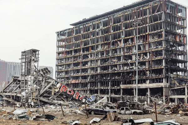 Kyiv Ukraine Mar 2022 War Ukraine Shopping Center Damaged Shelling — Stock Photo, Image