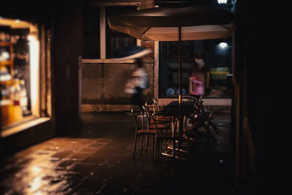 Eine Straße Venedig Der Nacht Weichzeichner — Stockfoto