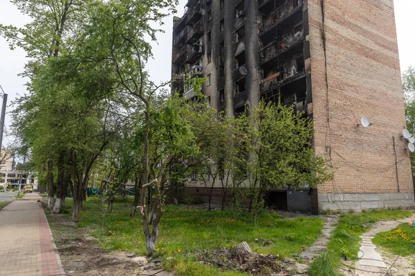 Irpin Ucrânia Maio 2022 Guerra Rússia Contra Ucrânia Edifício Residencial — Fotografia de Stock