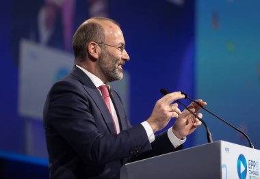 ROTTERDAM, NETHERLANDS - 31 Mayıs 2022: Manfred Weber EPP Başkanı seçildi. Avrupa Halk Partisi Kongresi Manfred Weber 'i EPP Başkanı olarak seçti. Donald Tusk 'ın yerine geçti..