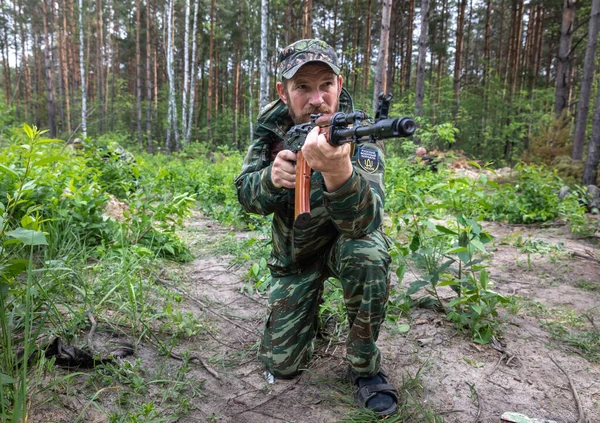 Kyiv Ukrajina Junte 2022 Válka Ukrajině Bojový Výcvik Členů Územní — Stock fotografie