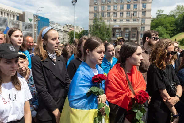 Kyiv Ucrania Junio 2022 Guerra Ucrania Funeral Ceremony Fallen Soldier — Foto de Stock