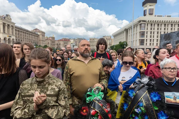 Kyiv Ukraine Juin 2022 Guerre Ukraine Cérémonie Funéraire Soldat Déchu — Photo