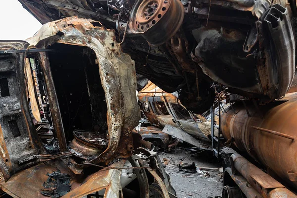 Irpin Ukraine Jun 2022 War Ukraine Cars Destroyed Russias Attack — Stock Photo, Image