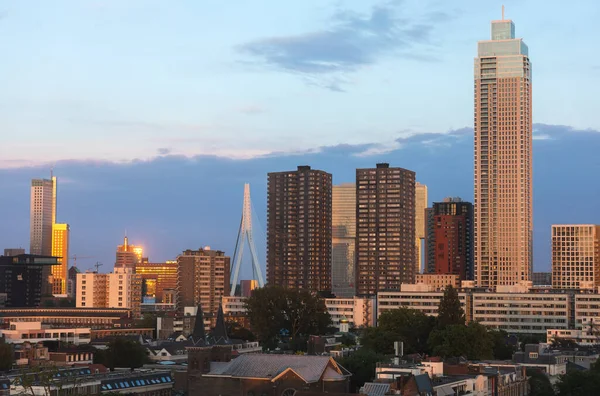 Rotterdam Nederländerna Maj 2022 Panorama Över Rotterdam Solnedgången Med Utsikt — Stockfoto