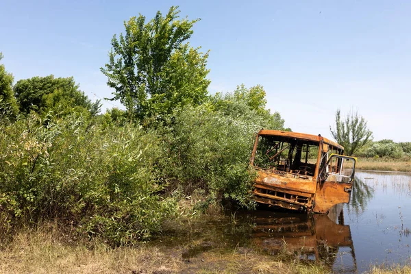 Chernihiv Reg Ukraine Jun 2022 War Ukraine Burnt Out Bus — Foto de Stock