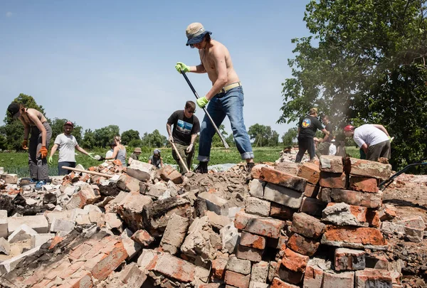 Chernihiv Reg Ukraine Czerwiec 2022 Wojna Ukrainie Grupa Miejscowych Mieszkańców — Zdjęcie stockowe