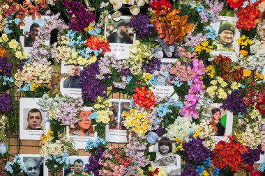 LVIV, UKRAINE - Jun. 08, 2022: A Wall of Memory has appeared in the center of Lviv in honor of the Ukrainians who died (and not only) in the war waged against us by Russia.
