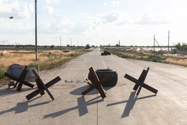 South Reg Ukraine Jun 2022 War Ukraine Tank Barriers Car — Fotografia de Stock