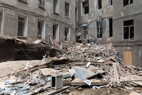 Kharkiv Ukraine Aug 2022 Destroyed Building Historical Downtown Consequences Russian — Stock fotografie