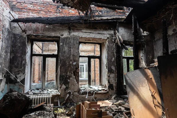 Kharkiv Ukraine Aug 2022 Burnt Damaged City Hospital Historical Building — 图库照片