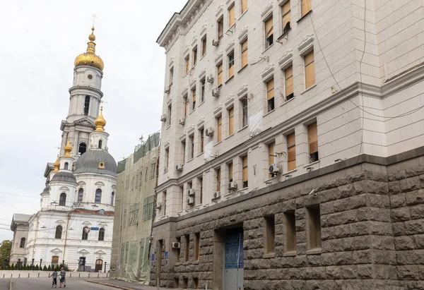 Kharkiv Ukraine Aug 2022 Destroyed Building Historical Downtown Consequences Russian — Foto de Stock