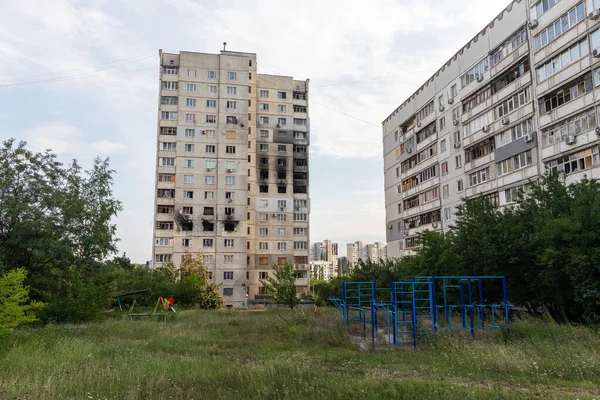 Kharkiv Ukraine Aug 2022 Destroyed Building Historical Downtown Consequences Russian — Fotografia de Stock