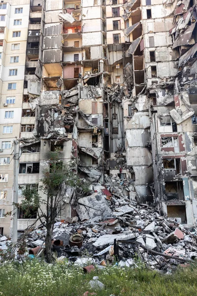 Kharkiv Ukraine Jul 2022 Destroyed Residential Apartment Building Consequences Russian — Stockfoto