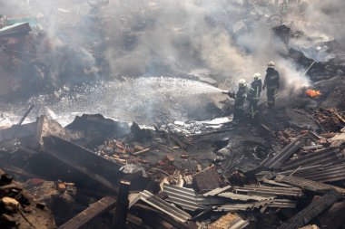 KHARKIV, UKRAINE - Jul. 30, 2022: The premises of the building of a specialized school in Kharkiv after a fire caused by a rocket attack by Russian invaders.