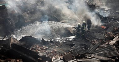 KHARKIV, UKRAINE - Jul. 30, 2022: The premises of the building of a specialized school in Kharkiv after a fire caused by a rocket attack by Russian invaders.