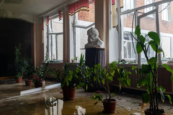 Kharkiv Ukraine Jul 2022 Flooded Foyer School Extinguishing Fire Caused — Stock fotografie