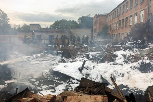 Kharkiv Ukraine Jul 2022 Ruins Completely Damaged Building Specialized School — Stok fotoğraf