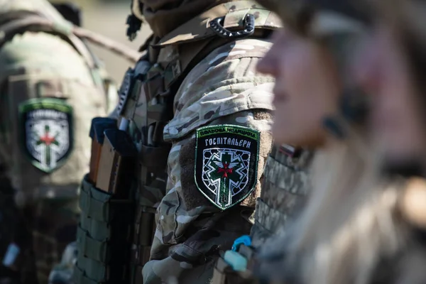 Kyiv Reg Ucrania Septiembre 2022 Soldados Del Batallón Medicina Campo —  Fotos de Stock