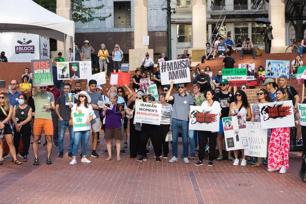 Portland Oregon Usa Oct 2022 People Participate Demonstration Solidarity Iranian — Stock Photo, Image