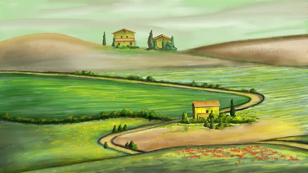 Krajobraz wiejski w Toskanii, Włochy — Zdjęcie stockowe