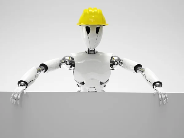 Robot werknemer bouw met helm — Stockfoto