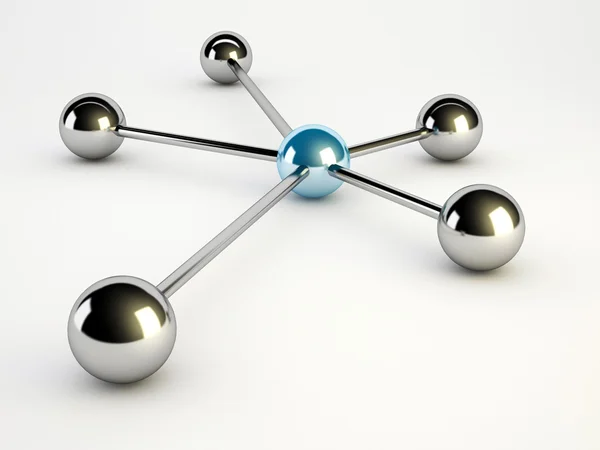 Conceito de rede em fundo branco com uma esfera — Fotografia de Stock