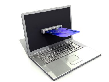 dizüstü bilgisayar ve e-ticaret kavramı, kredi kartı